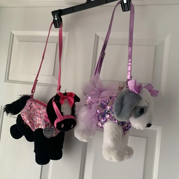 Two Super Poochie And Co Little Girls Plush Animal Shaped Purse. - Picture 3 of 15